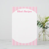Roze stripes Recipe Note Pad (Staand voorkant)