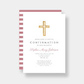 Roze Stripes Religieuze kruisbevestiging Kaart