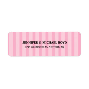 Roze Stripes Retro Stijlvolle klassieke familie Etiket