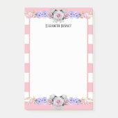 Roze stripes Roos, gepersonaliseerde Floral Post-i Post-it® Notes (Voorkant)