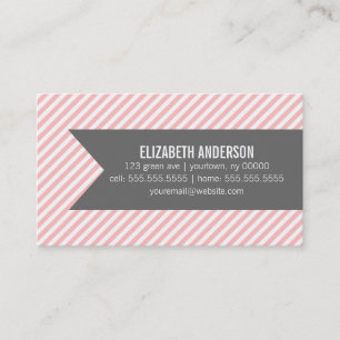 Roze Stripes Social Calling Cards Contactkaartje
