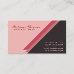 Roze Stripes Stylish Interior Decorator met Logo B Visitekaartje