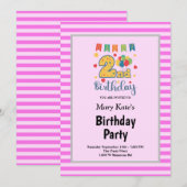 Roze Stripes, tweede verjaardag Kaart (Voorkant / Achterkant)