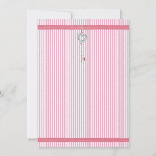 Roze Stripes-uitnodiging Kaart (Voorkant)