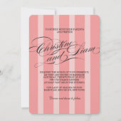 Roze Stripes Vlourish Script Wedding Invitation Kaart (Voorkant)