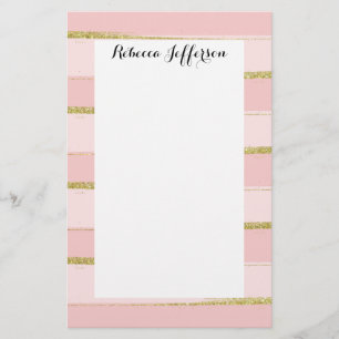 Roze stripes voor chic en legant Gold Briefpapier