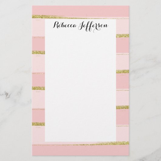 Roze stripes voor chic en legant Gold Briefpapier (Voorkant)
