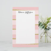 Roze stripes voor chic en legant Gold Briefpapier (Staand voorkant)