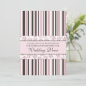 Roze Stripes Wedding Vow Renewal Uitnodigingen (Staand voorkant)
