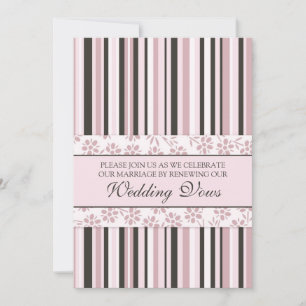 Roze Stripes Wedding Vow Renewal Uitnodigingen