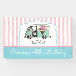 Roze stripijsbanner Birthday banner