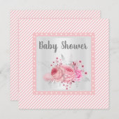 Roze stripper Floral Baby shower Kaart (Voorkant / Achterkant)