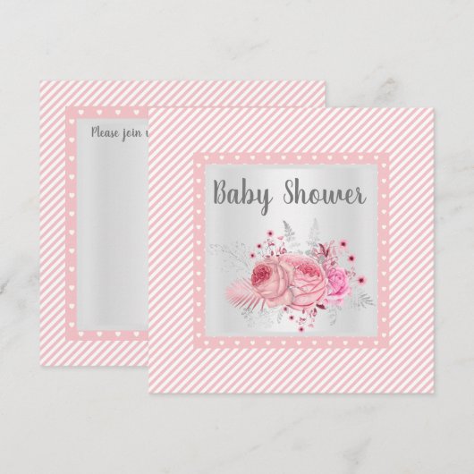 Roze stripper Floral Baby shower Kaart (Voorkant / Achterkant)