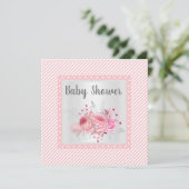 Roze stripper Floral Baby shower Kaart (Staand voorkant)