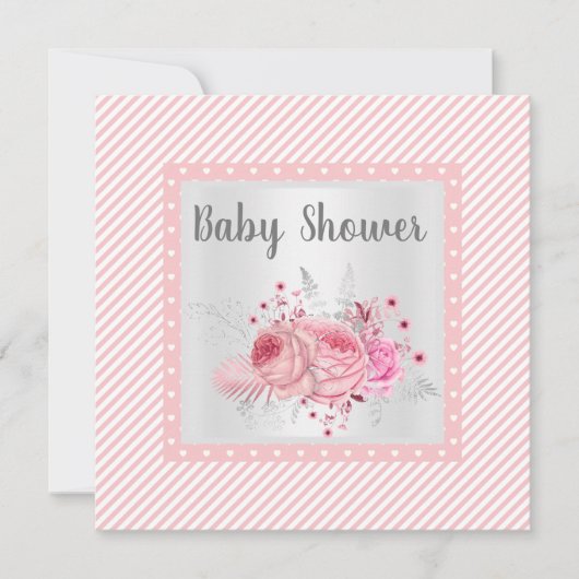 Roze stripper Floral Baby shower Kaart (Voorkant)