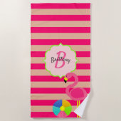 Roze stripper monogrammatica handdoek (Voorkant)
