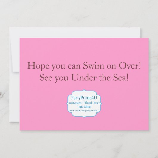 Roze strips, Dolphin en Zeemeerminnende Birthday P Kaart (Achterkant)