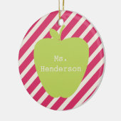 Roze strips en groene Apple-leraar Keramisch Ornament (Links)