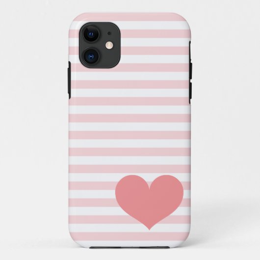 Roze strips en hart Case-Mate iPhone case (Achterkant)