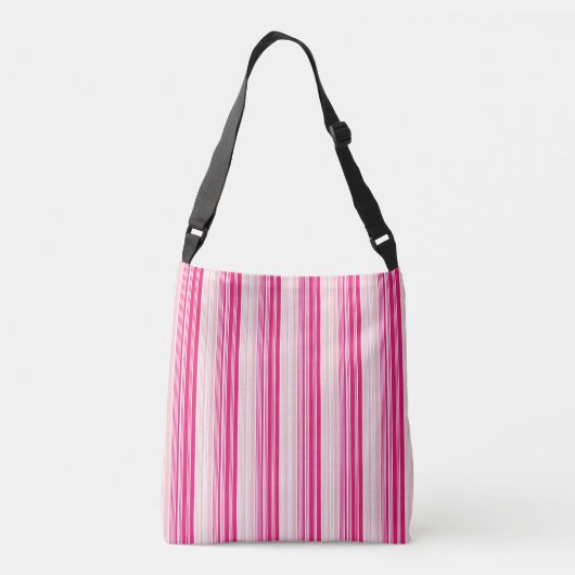 Roze strips en lijnen crossbody tas (Achterkant)