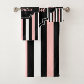 Roze strips en quatrefoil bad handdoek (Insitu)