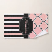 Roze strips en quatrefoil bad handdoek (Handdoek)