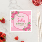 Roze strips en Rozen Baby shower Servetten (Insitu)
