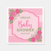 Roze strips en Rozen Baby shower Servetten (Voorkant)
