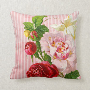 Roze strips en trillende Rozen Kussen