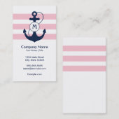 Roze strips met een Nautical Anchor en een Monogra Visitekaartje (Voorkant / Achterkant)