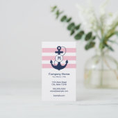 Roze strips met een Nautical Anchor en een Monogra Visitekaartje (Staand voorkant)