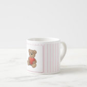 Roze strips - Teddy Bear met Valentijnse  Hart Espresso Kop (Voorkant rechts)