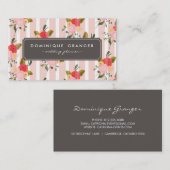 roze stroken en bloemen Visitekaartje (Voorkant / Achterkant)