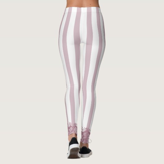 Roze stroken en kant leggings (Achterkant)