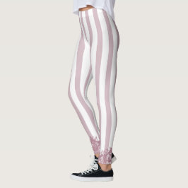 Roze stroken en kant leggings
