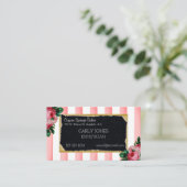 Roze stroken en Visitekaartje van Floral Afsprakenkaartje (Staand voorkant)