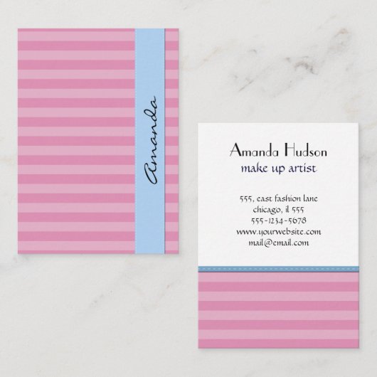 Roze stroken, strips, strips, strips, lijnen visitekaartje (Voorkant / Achterkant)