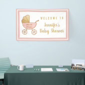 Roze Stroller Baby Girl Shower Spandoek (Beurs)
