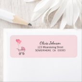 Roze Stroller Return-adres Etiket (Insitu)