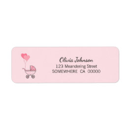 Roze Stroller Return-adres Etiket