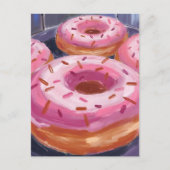 Roze Strooide Donuts Bakken Gebak Briefkaart (Voorkant)