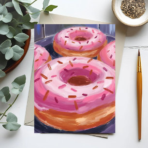 Roze Strooide Donuts Bakken Gebak Briefkaart
