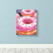 Roze Strooide Donuts Bakken Gebak Canvas Afdruk (Insitu (Houten vloer))