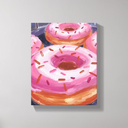 Roze Strooide Donuts Bakken Gebak Canvas Afdruk (Voorkant)