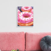Roze Strooide Donuts Bakken Gebak Canvas Afdruk (Insitu (Woonkamer))