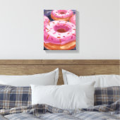 Roze Strooide Donuts Bakken Gebak Canvas Afdruk (Insitu (Slaapkamer))