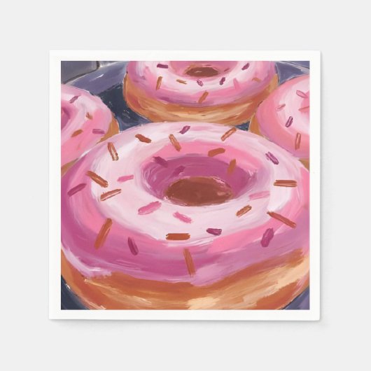 Roze Strooide Donuts Bakken Gebak Servet (Voorkant)