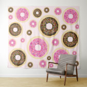 Roze Strooide Donuts Modern Plezier Strooide Knuff Wandkleed (In Situ (horizontaal))
