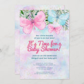 Roze Strooidecor Vlindermeisje Baby Shower Kaart (Voorkant / Achterkant)