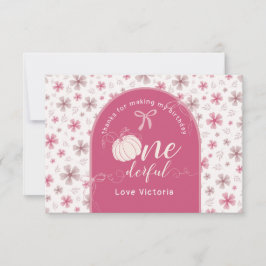 ROZE STROOK & BOOG HERFSTPOMPOEN BLOEMEN VERJAARDA BEDANKKAART